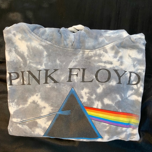 Pink Floyd Tie Dye Cropped Hoodie GrayWhite Size Large Used Excellent Condition - Picture 7 of 9